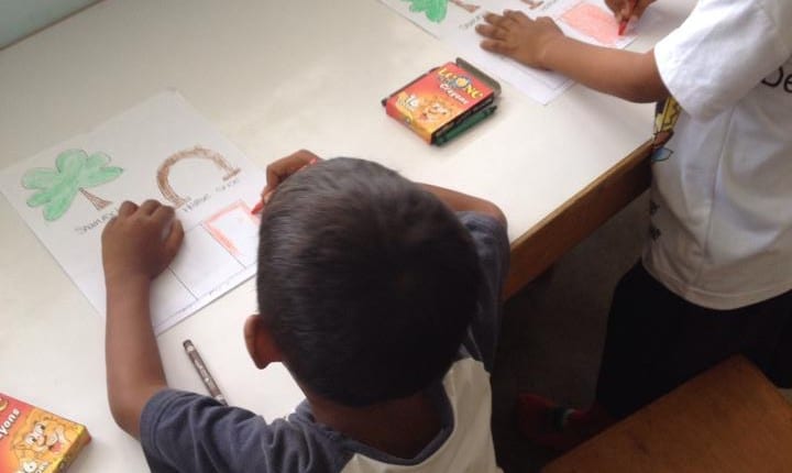 Colouring in the pre-school