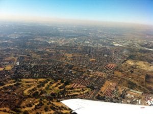 Aerial view of the suburbs of Johanesburg